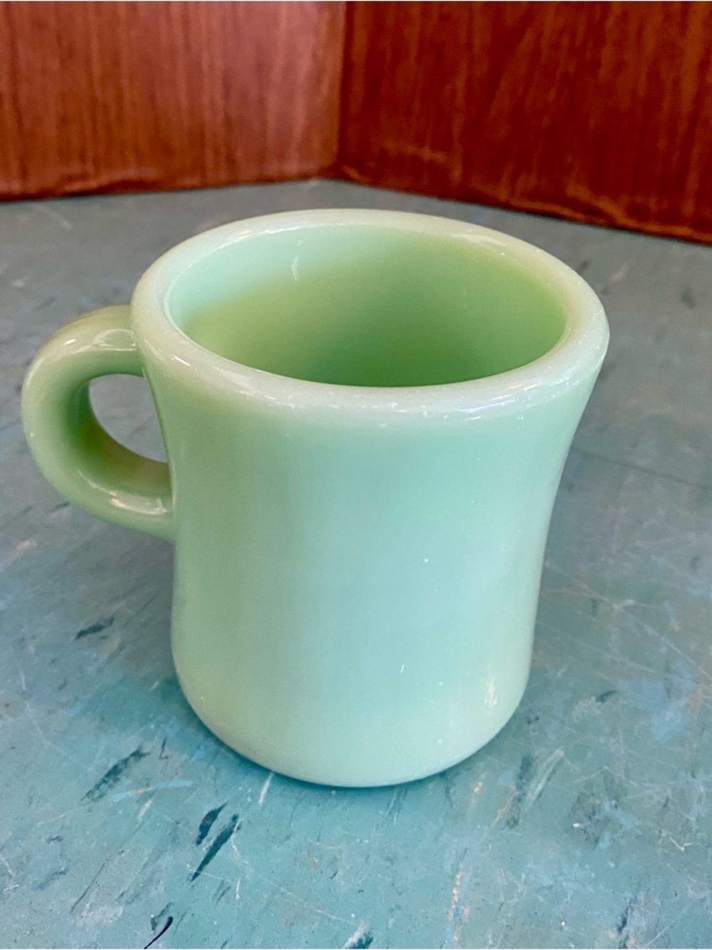 Vintage jadeite mug restaurant ware C handle Fire King